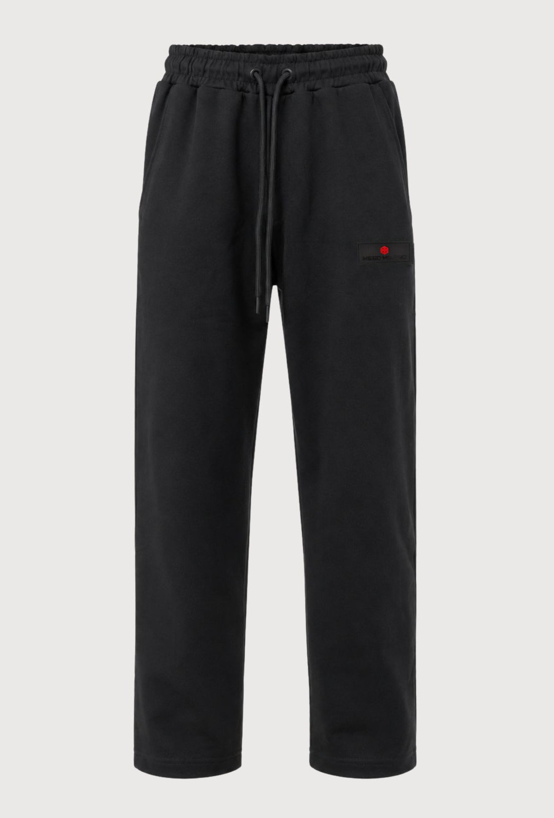 Pantalone Tuta Uomo Cotone MEED MILANO Gamba Larga Logo Gommato- NERO