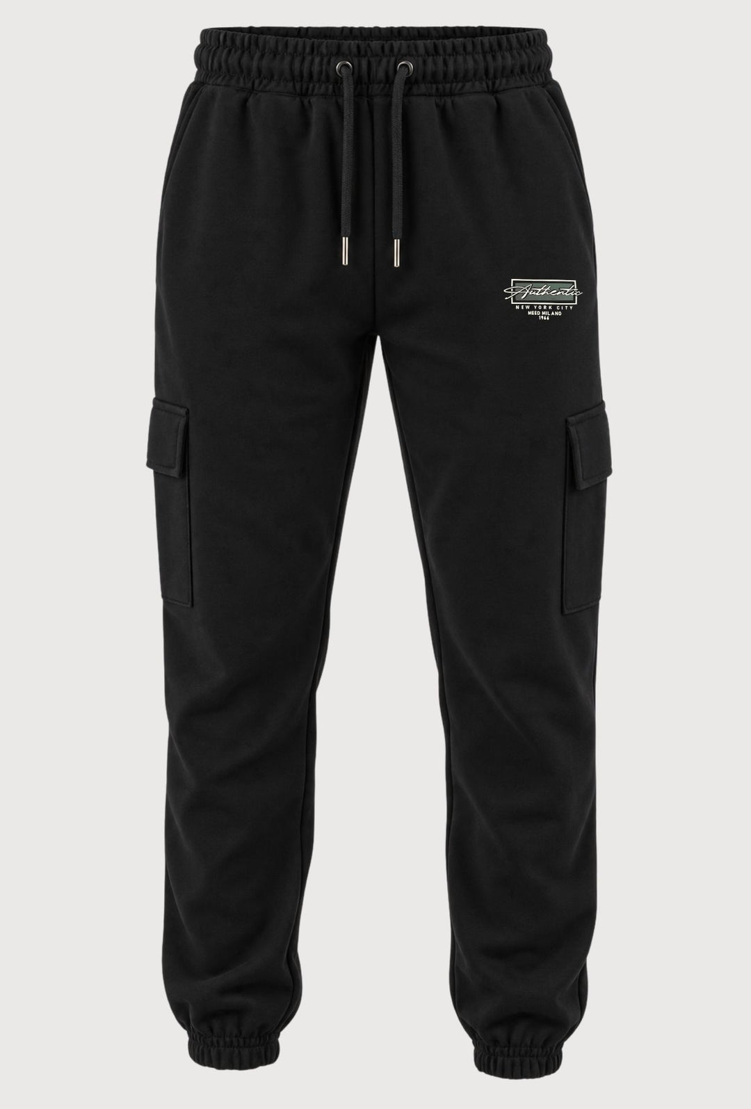 Pantalone Tuta Uomo MEED MILANO Con Tasconi Laterali  in Cotone Logo Stampato- NERO