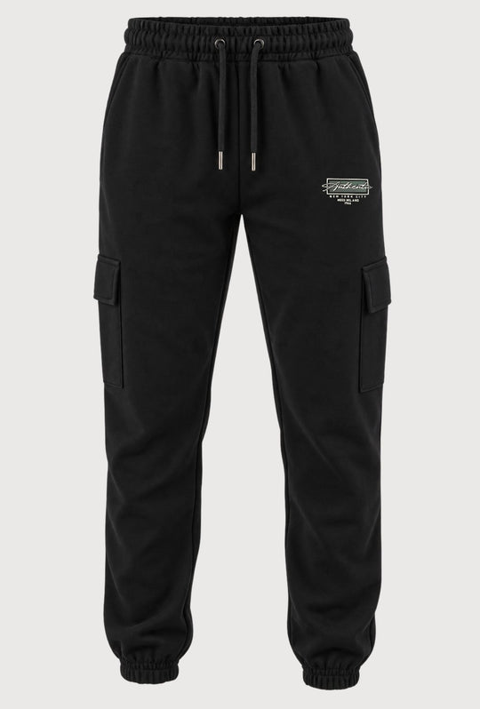 Pantalone Tuta Uomo MEED MILANO Con Tasconi Laterali  in Cotone Logo Stampato- NERO