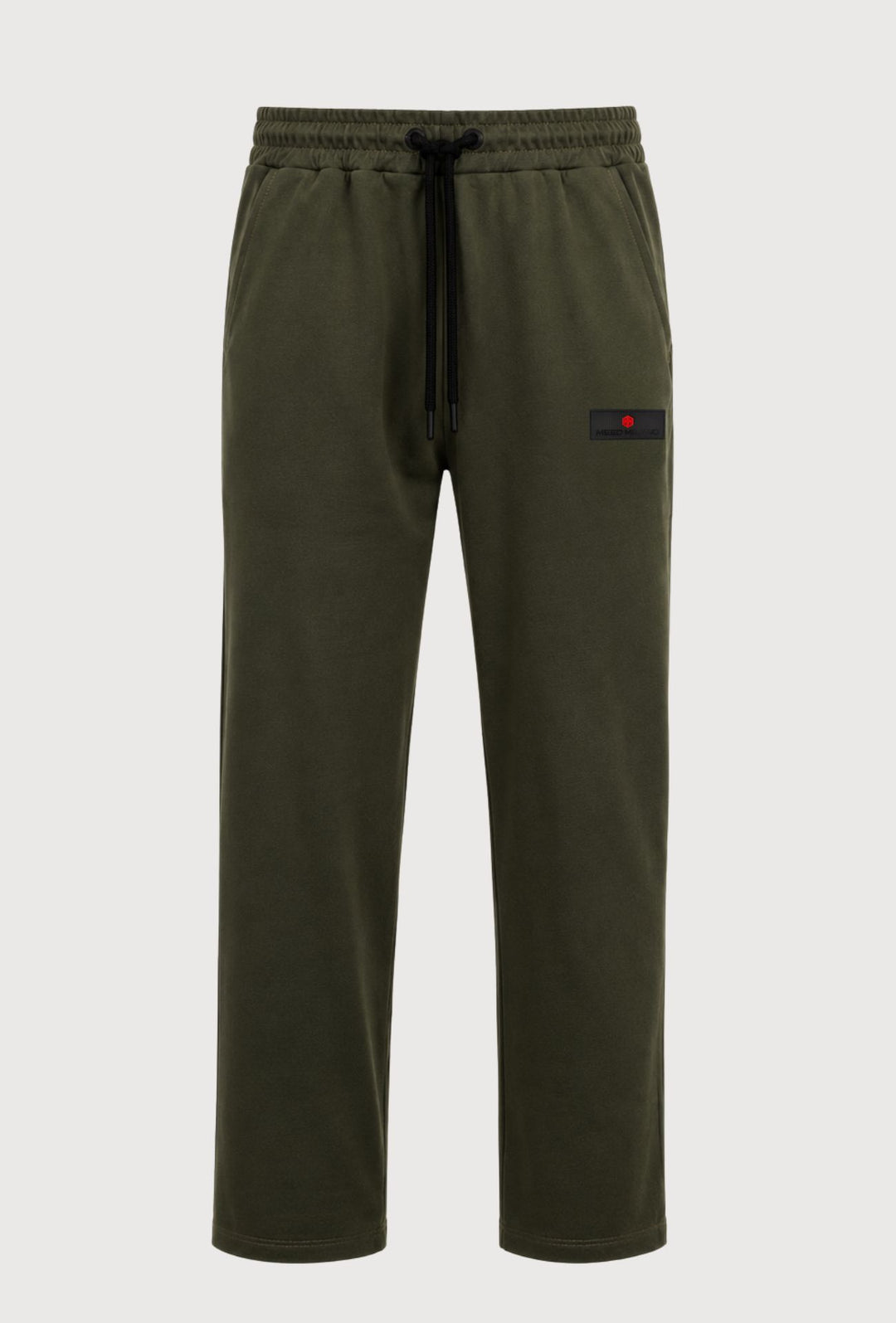 Pantalone Tuta Uomo Cotone MEED MILANO Gamba Larga Logo Gommato- VERDE MILITARE