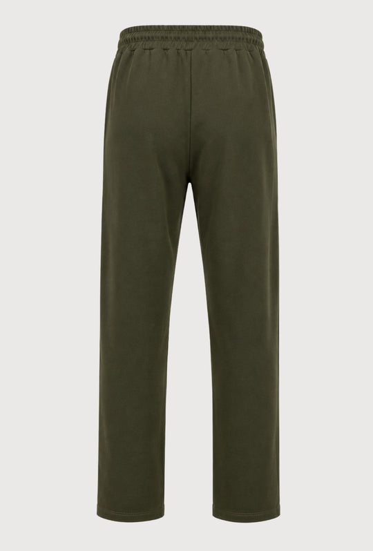 Pantalone Tuta Uomo Cotone MEED MILANO Gamba Larga Logo Gommato- VERDE MILITARE