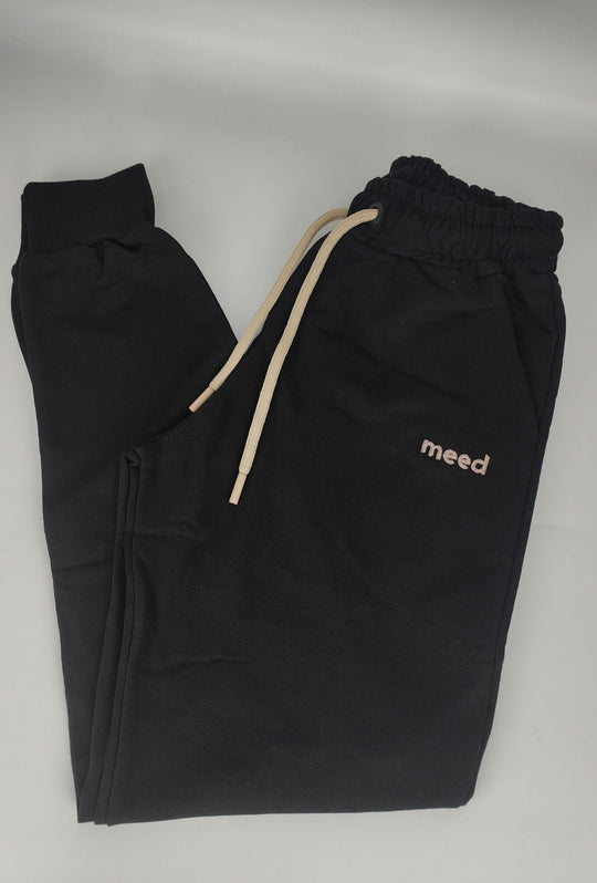 Pantalone Tuta Uomo MEED MILANO in cotone Logo Ricamato- NERO
