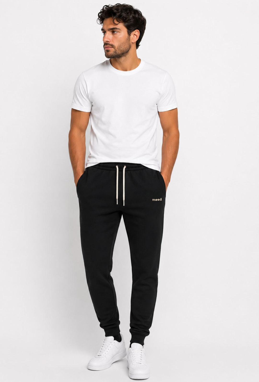 Pantalone Tuta Uomo MEED MILANO in cotone Logo Ricamato- NERO