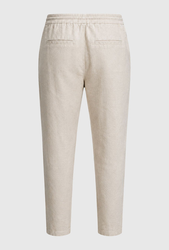 Pantalone 100% Lino Uomo confort fit con elastico - BEIGE