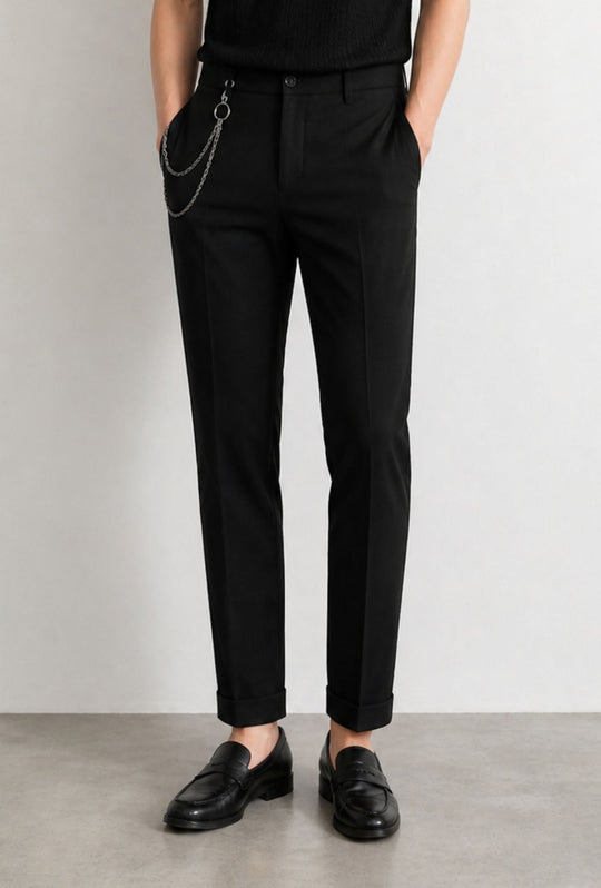 Pantalone uomo slim fit in viscosa DRESSERD - NERO