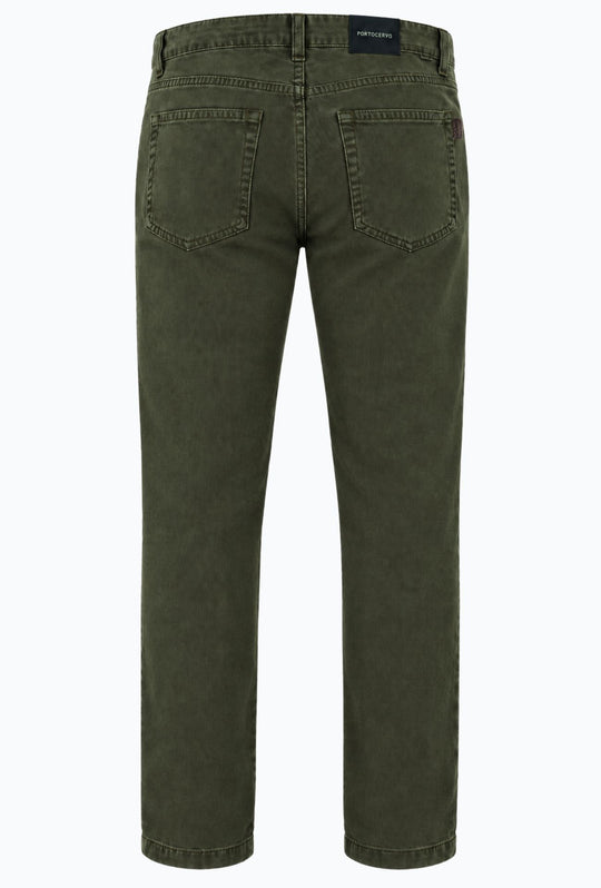 Pantalone Uomo 5 Tasche in gabardina stretch invernale - VERDE SCURO