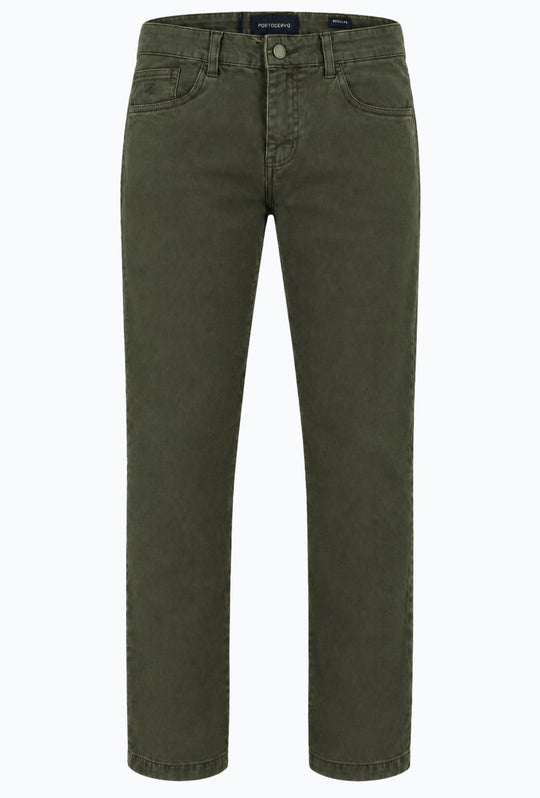 Pantalone Uomo 5 Tasche in gabardina stretch invernale - VERDE SCURO