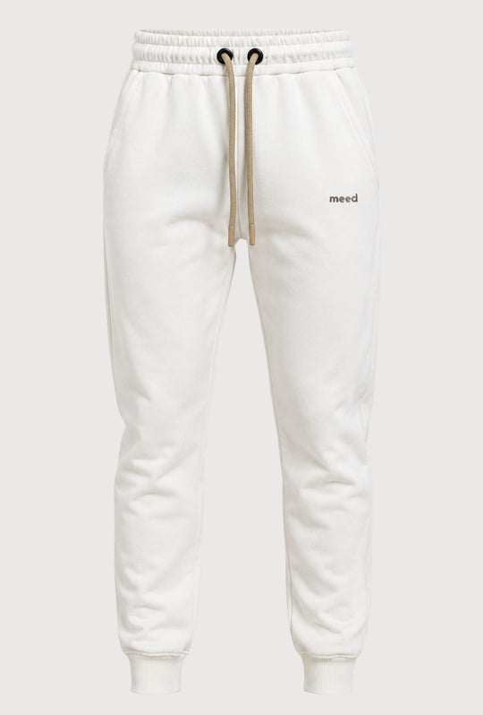 Pantalone Tuta Uomo MEED MILANO in cotone Logo Ricamato- BIANCO