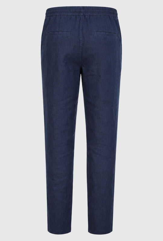 Pantalone 100% Lino Uomo confort fit con elastico - BLU