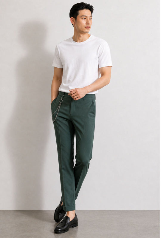 Pantalone uomo slim fit in viscosa DRESSERD - VERDE