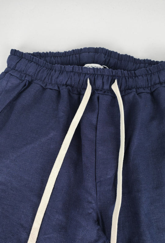 Pantalone uomo pantalaccio Lino Viscosa made in italy - BLU