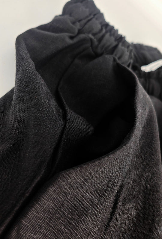 Pantalone uomo pantalaccio Lino Viscosa made in italy - NERO