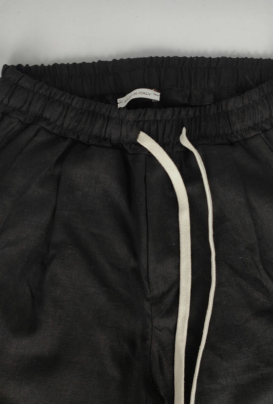 Pantalone uomo pantalaccio Lino Viscosa made in italy - NERO