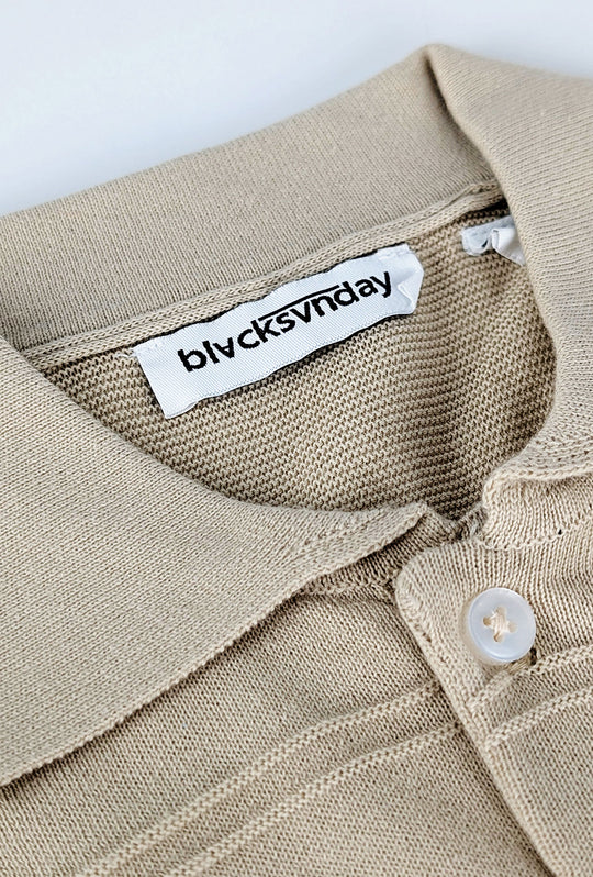 Polo Uomo in filo di cotone con lavorazione a righe - BEIGE
