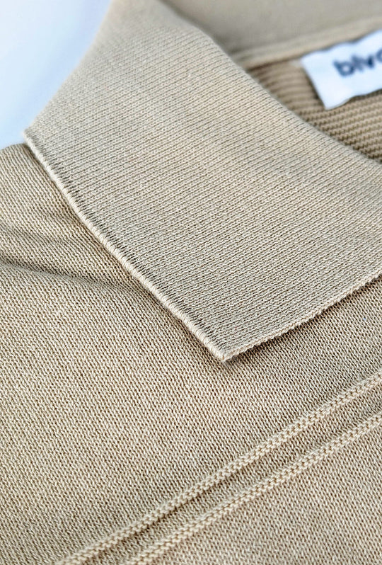 Polo Uomo in filo di cotone con lavorazione a righe - BEIGE