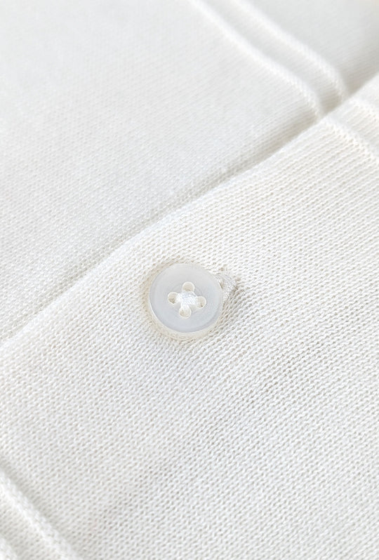 Polo Uomo in filo di cotone con lavorazione a righe - BIANCO