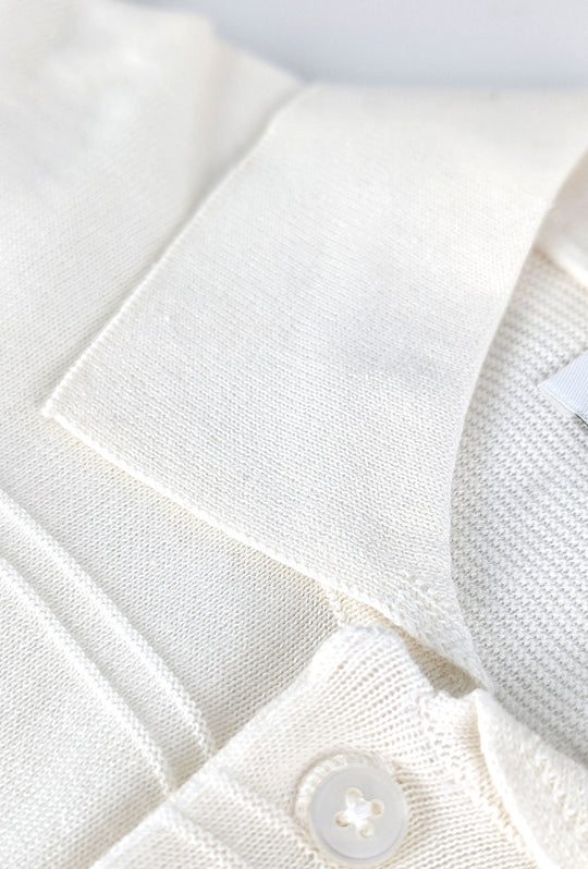 Polo Uomo in filo di cotone con lavorazione a righe - BIANCO