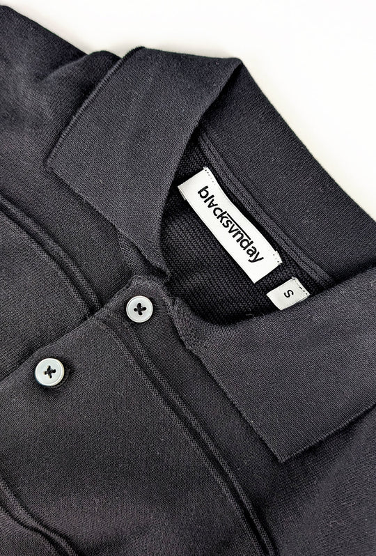 Polo Uomo in filo di cotone con lavorazione a righe - NERO