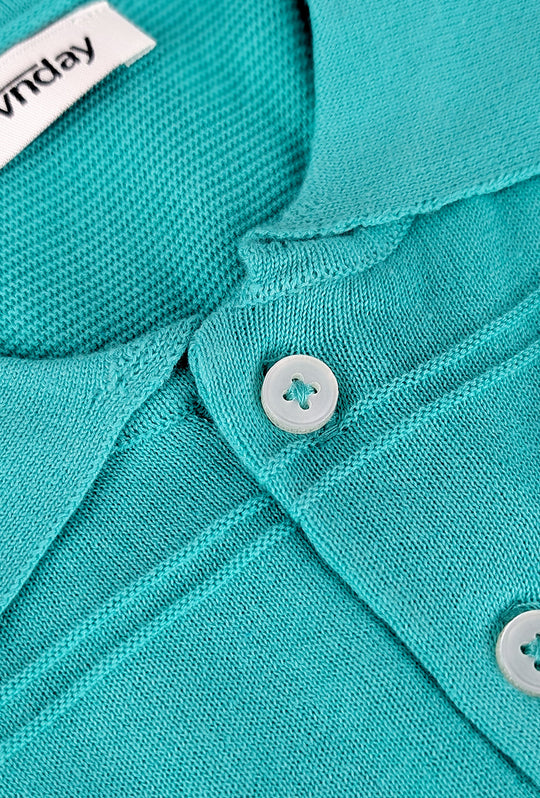 Polo Uomo in filo di cotone con lavorazione a righe - TURCHESE