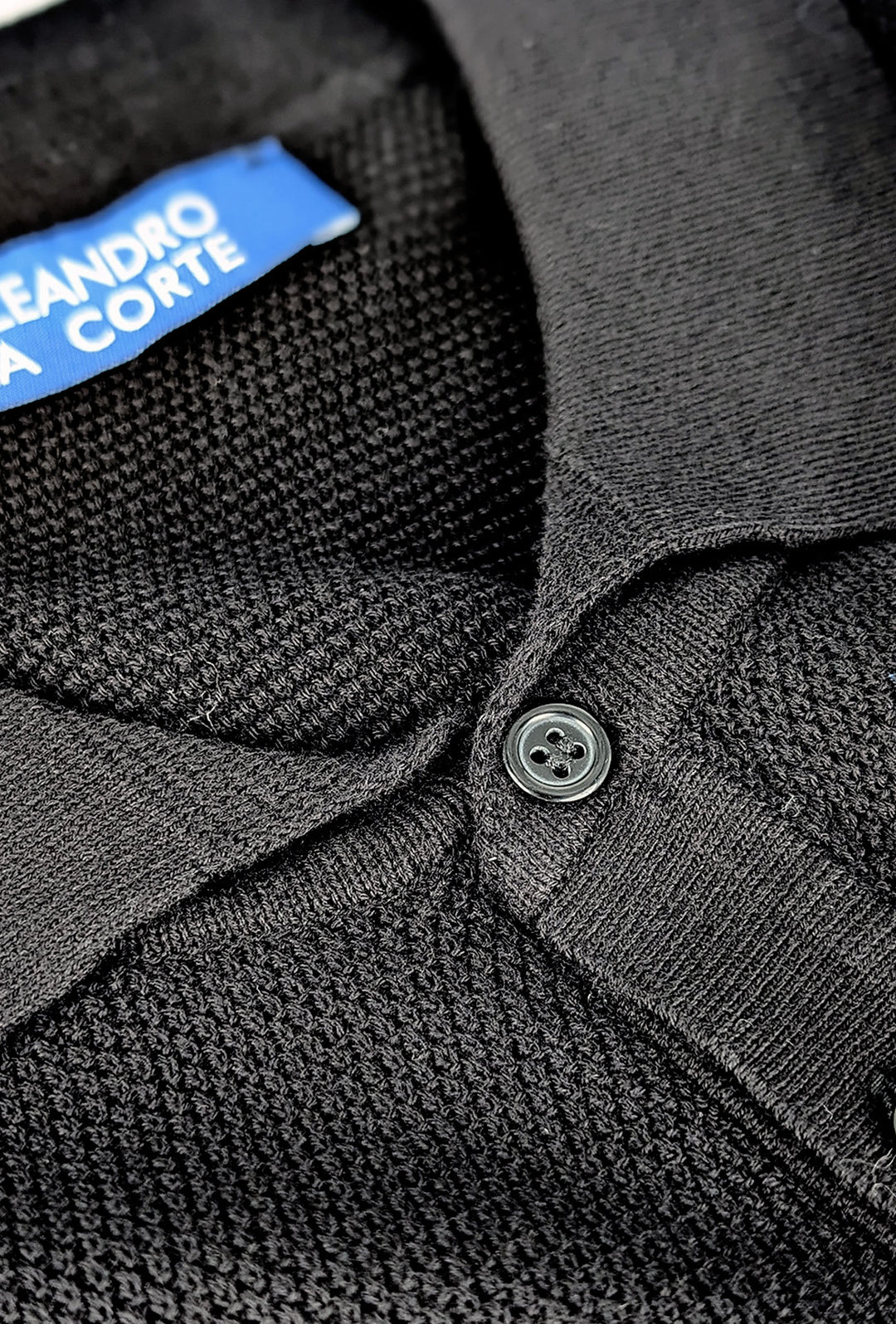 Polo Uomo in Filo Cotone trama lavorata Made in Italy Dresserd - NERO