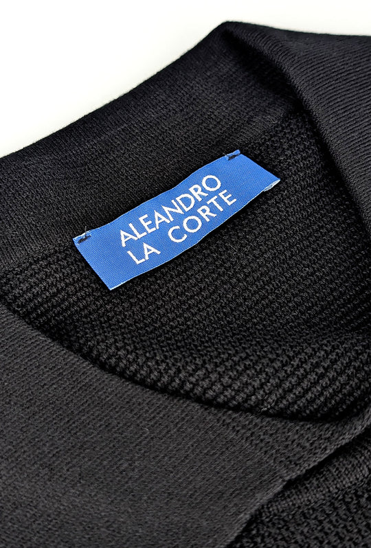 Polo Uomo in Filo Cotone trama lavorata Made in Italy Dresserd - NERO