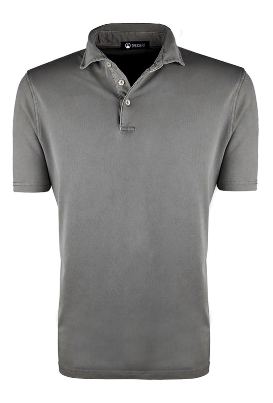 Polo Uomo in cotone piquè effetto tinto in capo - GRIGIO SCURO