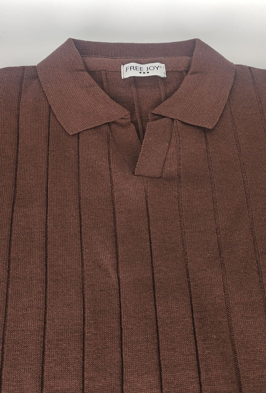 Polo Uomo in Maglia a Coste con Collo Aperto- CAFFE'