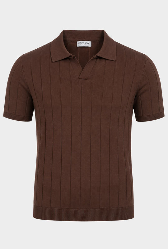 Polo Uomo in Maglia a Coste con Collo Aperto- CAFFE'