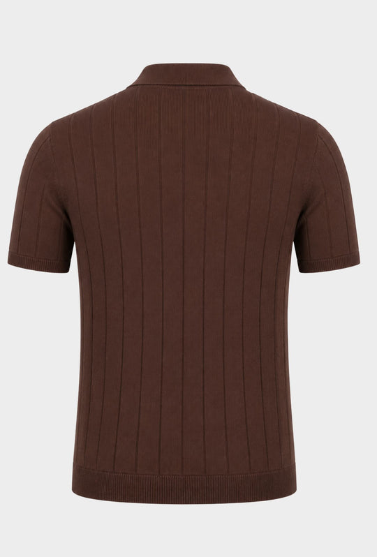 Polo Uomo in Maglia a Coste con Collo Aperto- CAFFE'