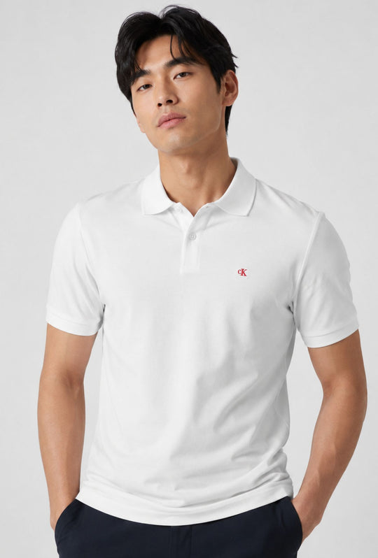 Polo Uomo Calvin Klein in Cotone 100% – Bianco