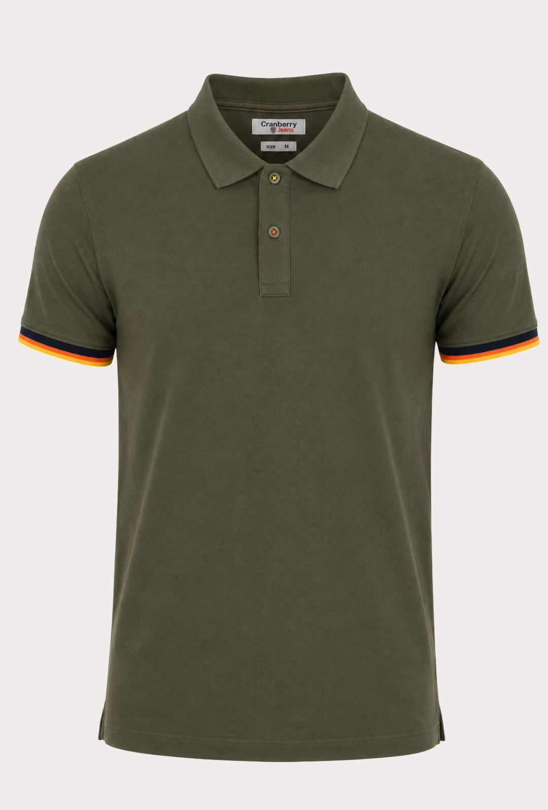 Polo Uomo Cranberry cotone Jersey semi slim con righe a contrasto - VERDE ARMY