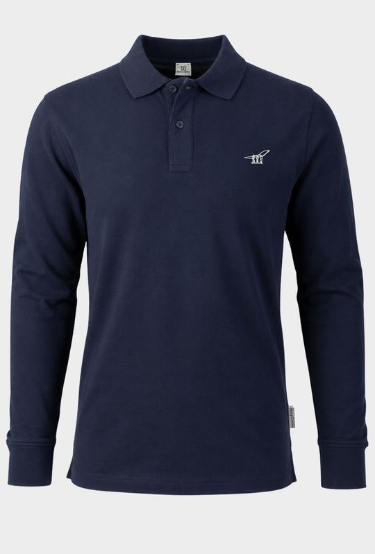 Polo Uomo Manica Lunga HENRY COTTON'S logo ricamato lato cuore- BLU NAVY