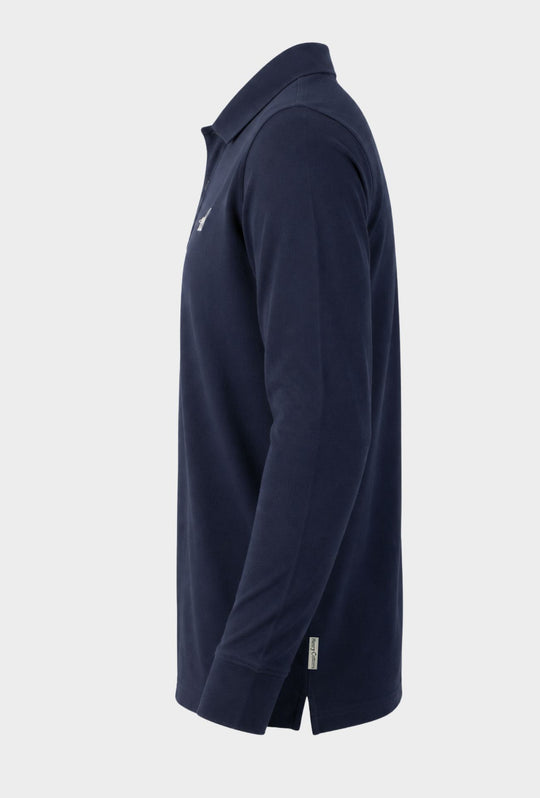 Polo Uomo Manica Lunga HENRY COTTON'S logo ricamato lato cuore- BLU NAVY