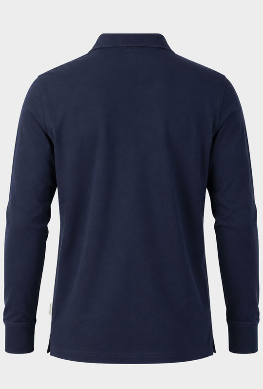 Polo Uomo Manica Lunga HENRY COTTON'S logo ricamato lato cuore- BLU NAVY