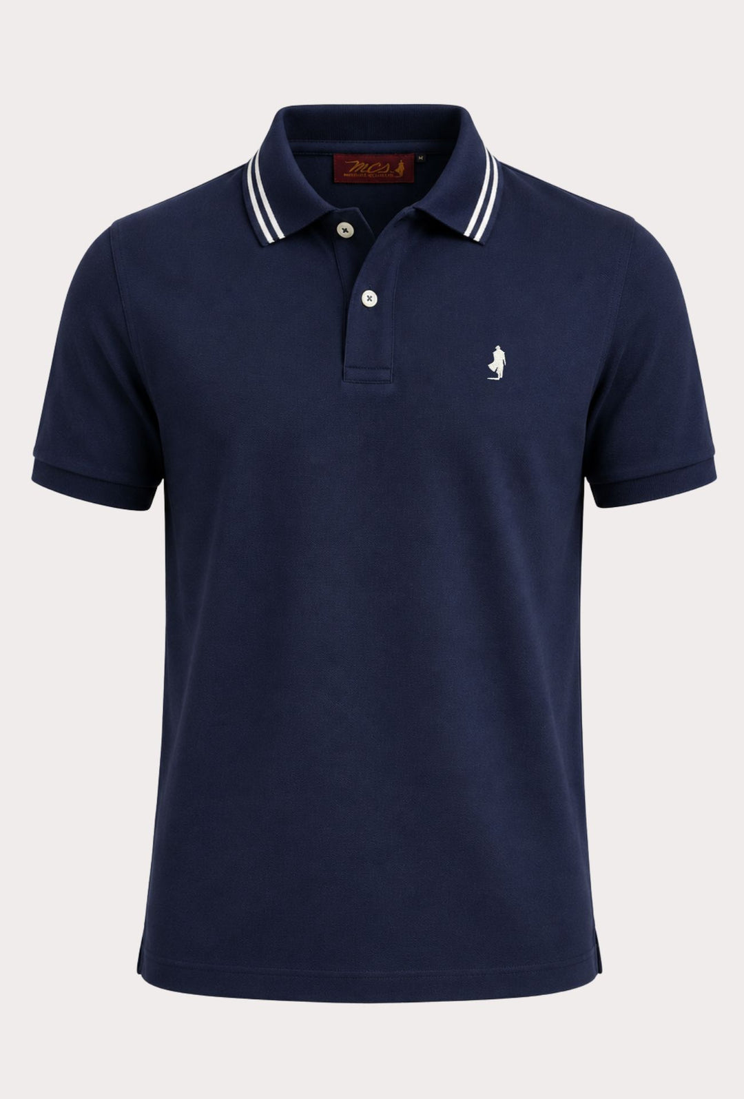 Polo Uomo manica corta MARLBORO CLASSIC logo ricamato lato cuore, colletto con doppio righino- BLU NAVY