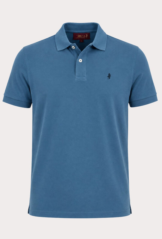 Polo Uomo manica corta MARLBORO CLASSIC logo ricamato lato cuore, colletto tinta unita- AVIO