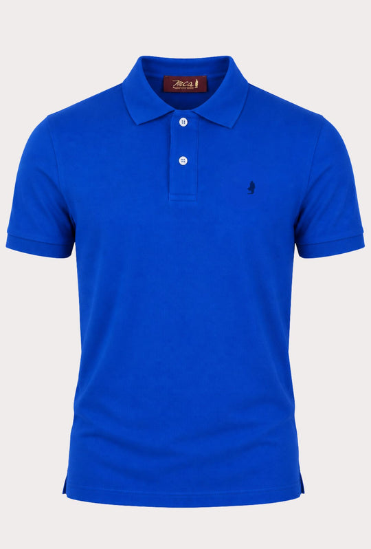 Polo Uomo manica corta MARLBORO CLASSIC logo ricamato lato cuore, colletto tinta unita- BLU ROYAL