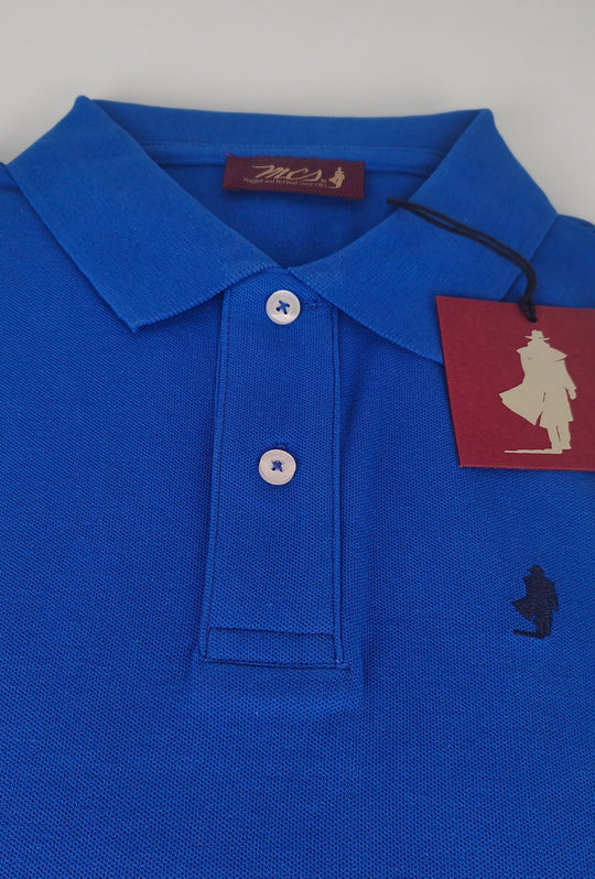 Polo Uomo manica corta MARLBORO CLASSIC logo ricamato lato cuore, colletto tinta unita- BLU ROYAL
