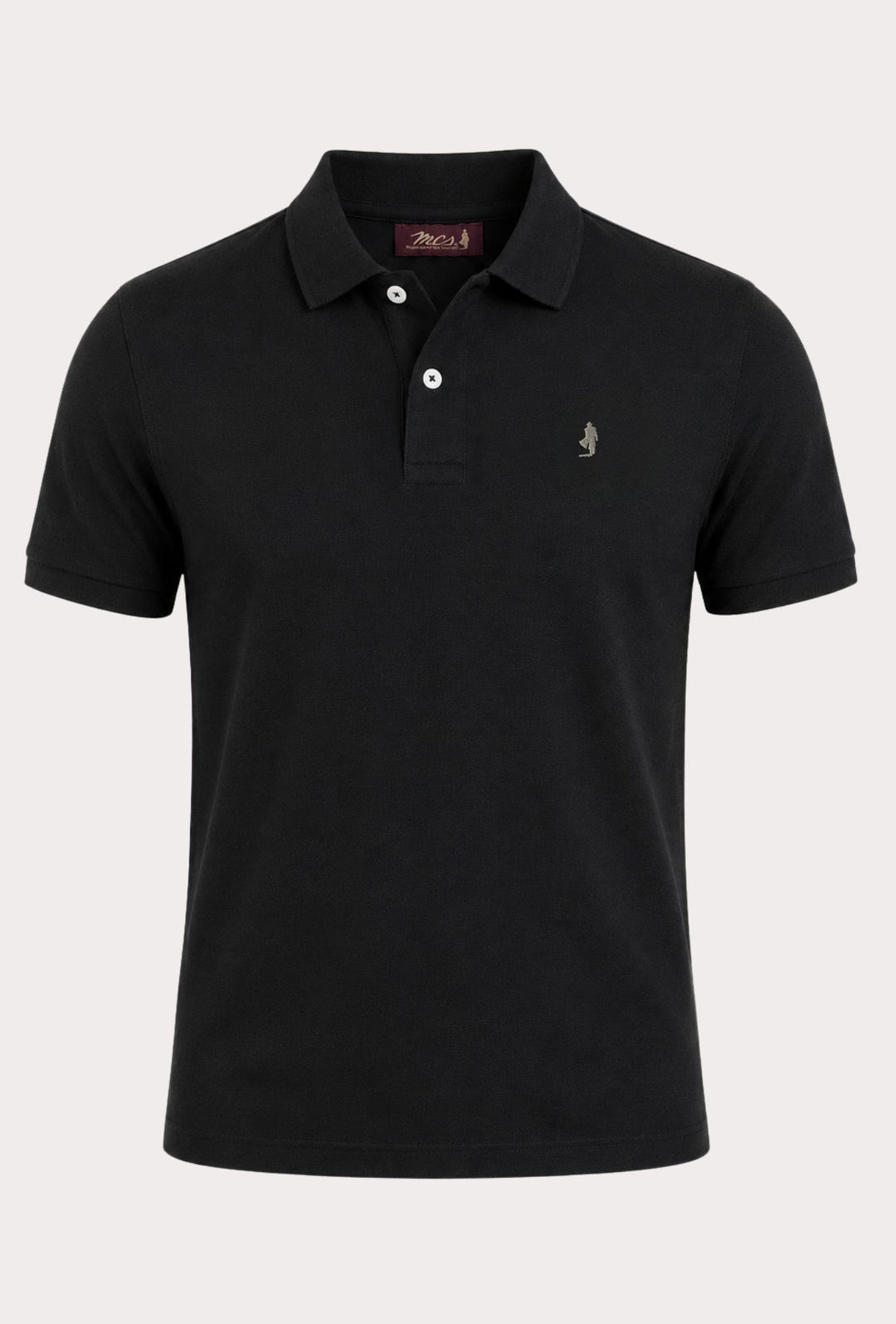 Polo Uomo manica corta MARLBORO CLASSIC logo ricamato lato cuore, colletto tinta unita- NERO