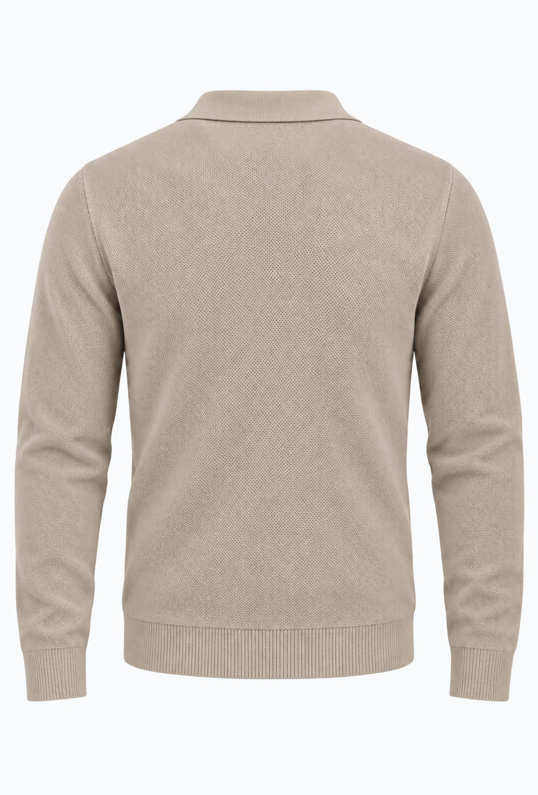 Polo uomo Manica Lunga con scollo Derby microtrama in rilievo- CREMA