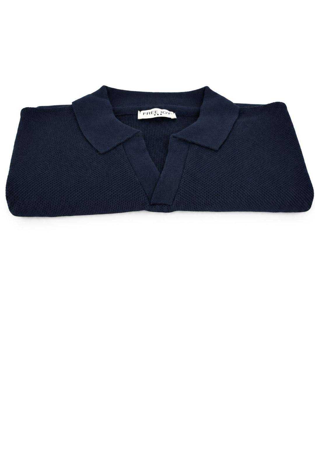 Polo uomo Manica Lunga con scollo Derby microtrama in rilievo- BLU NAVY