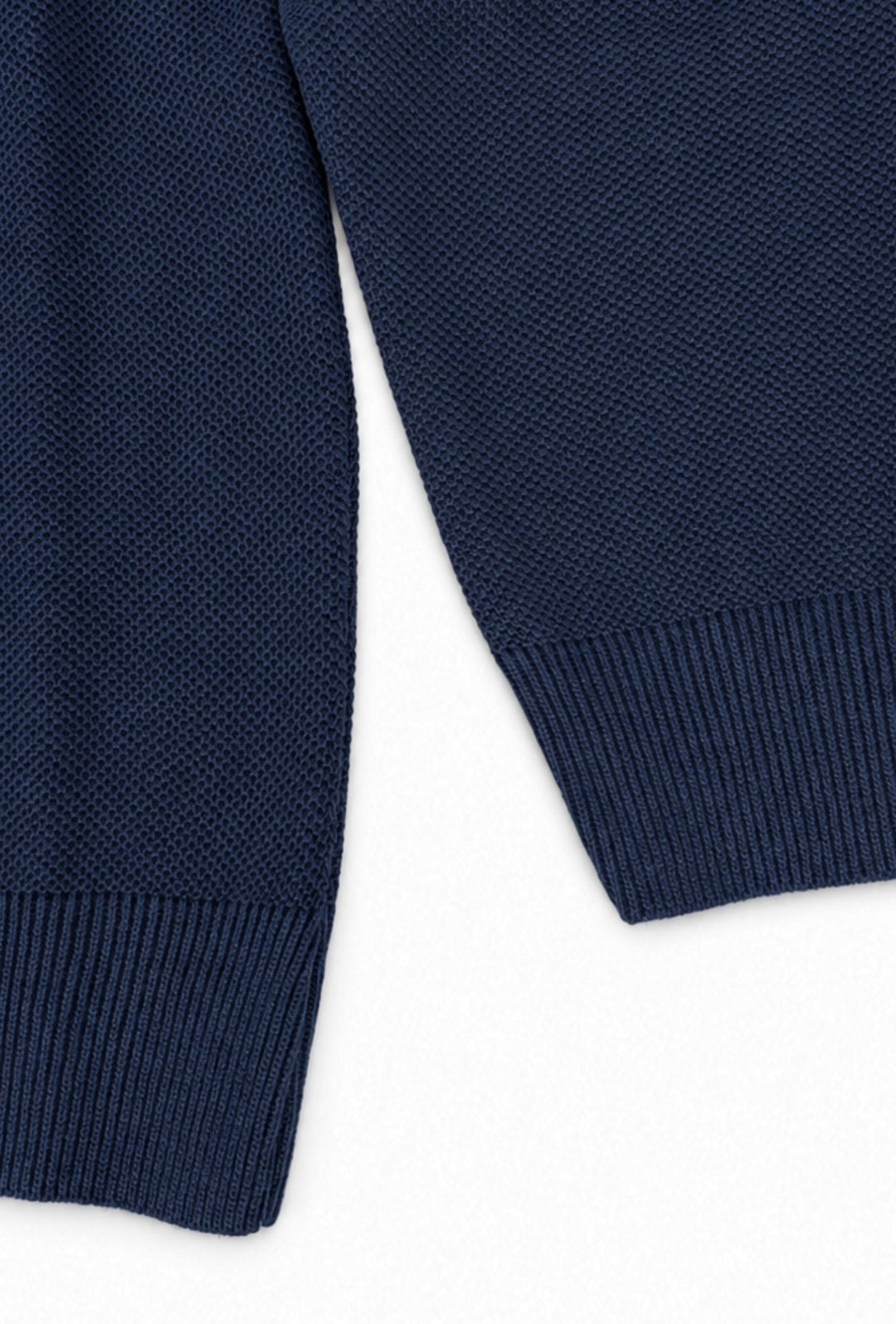 Polo uomo Manica Lunga con scollo Derby microtrama in rilievo- BLU NAVY
