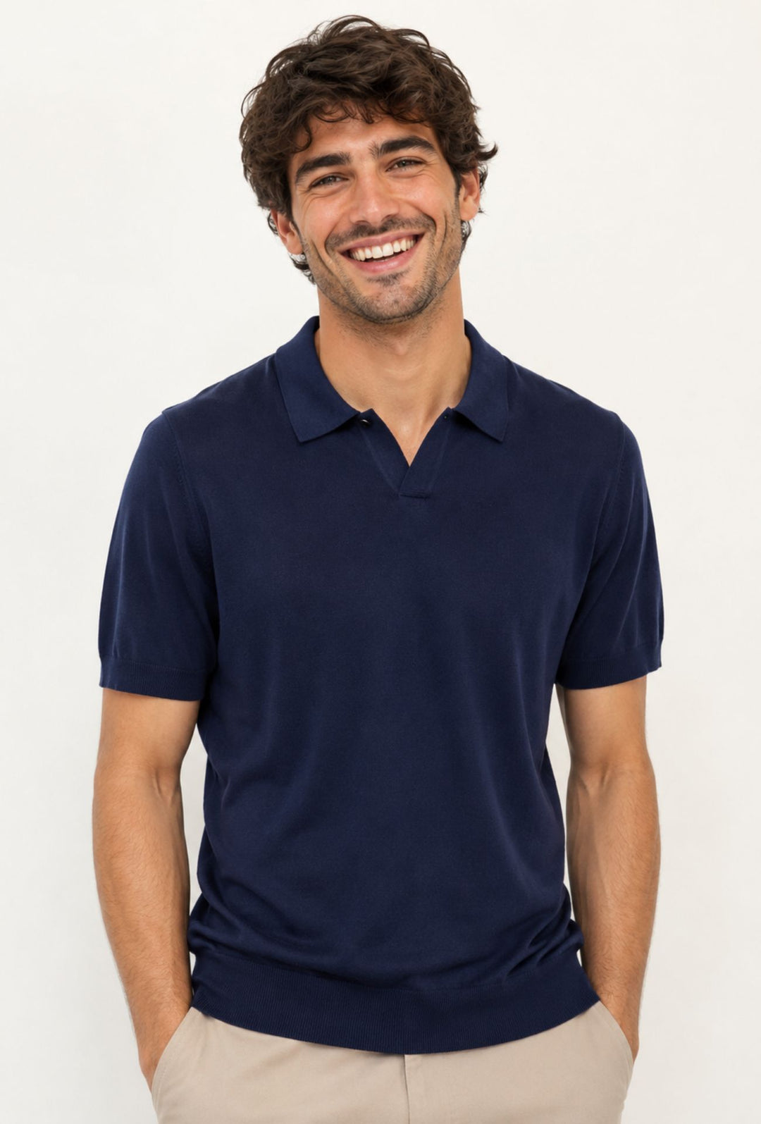 Polo Uomo in Tencel, Seta e Cotone DRESSERD- BLU NAVY