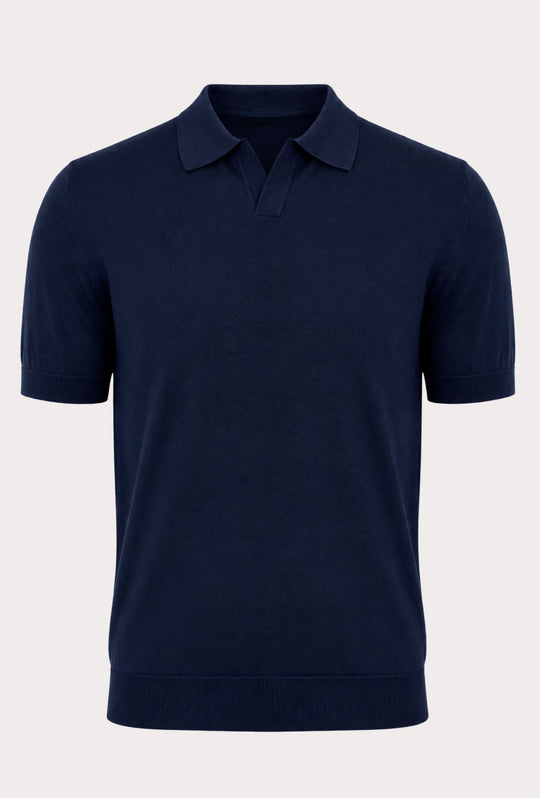Polo Uomo in Tencel, Seta e Cotone DRESSERD- BLU NAVY