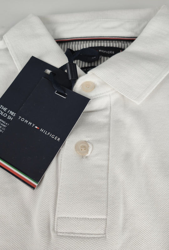 Polo Tommy Hilfiger Uomo in Cotone Piquet Regular Fit -BIANCO