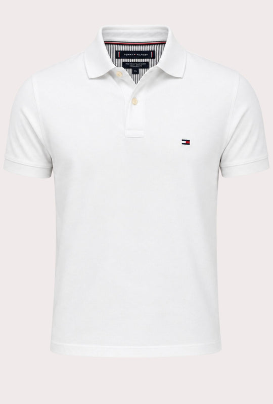 Polo Tommy Hilfiger Uomo in Cotone Piquet Regular Fit -BIANCO