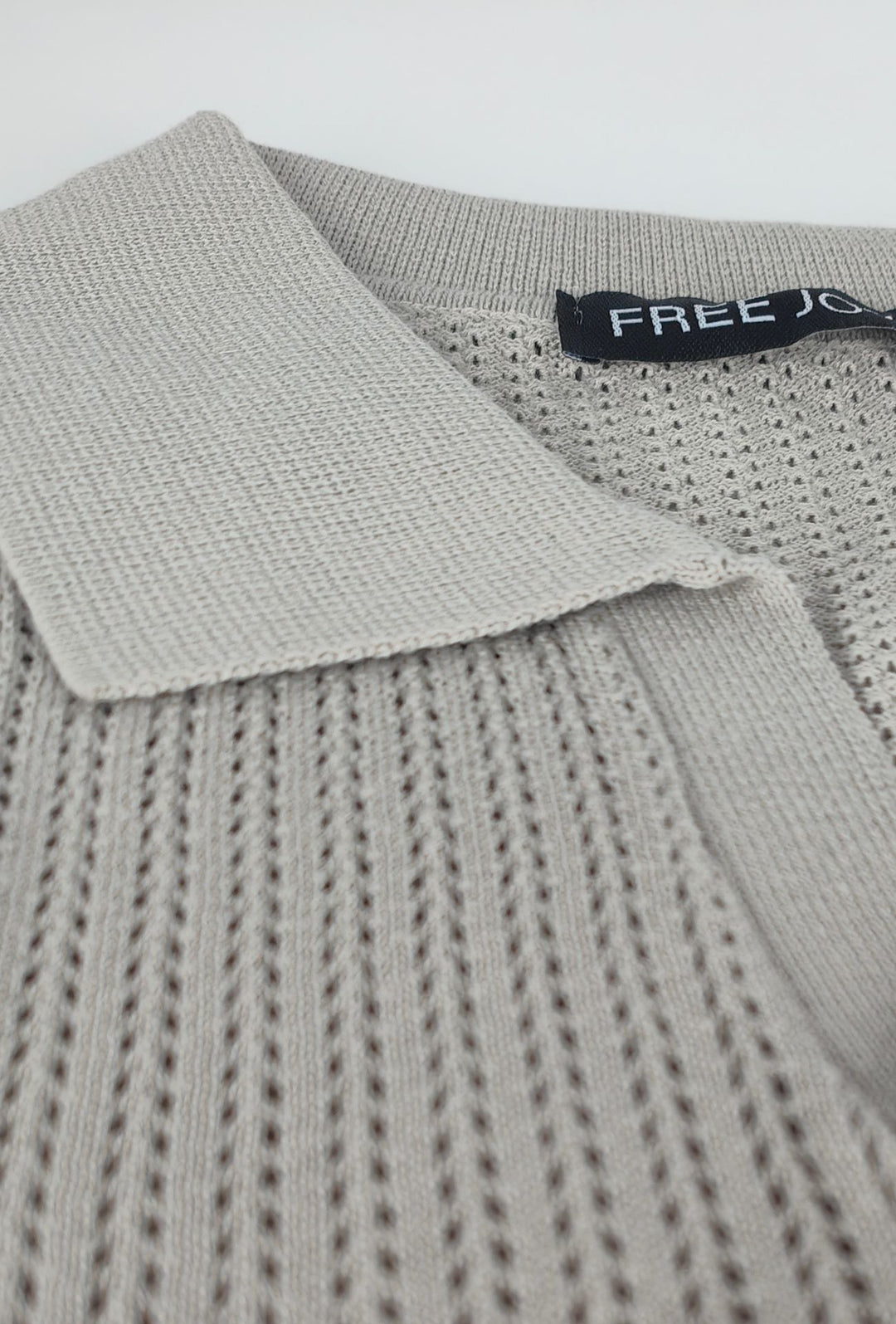 Polo Uomo in Maglia Traforata 100% Cotone Collo Aperto Regular Fit- SAND