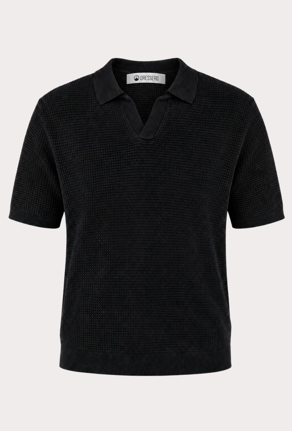 Polo Uomo DRESSERD in Maglia Texture Waffle- NERO
