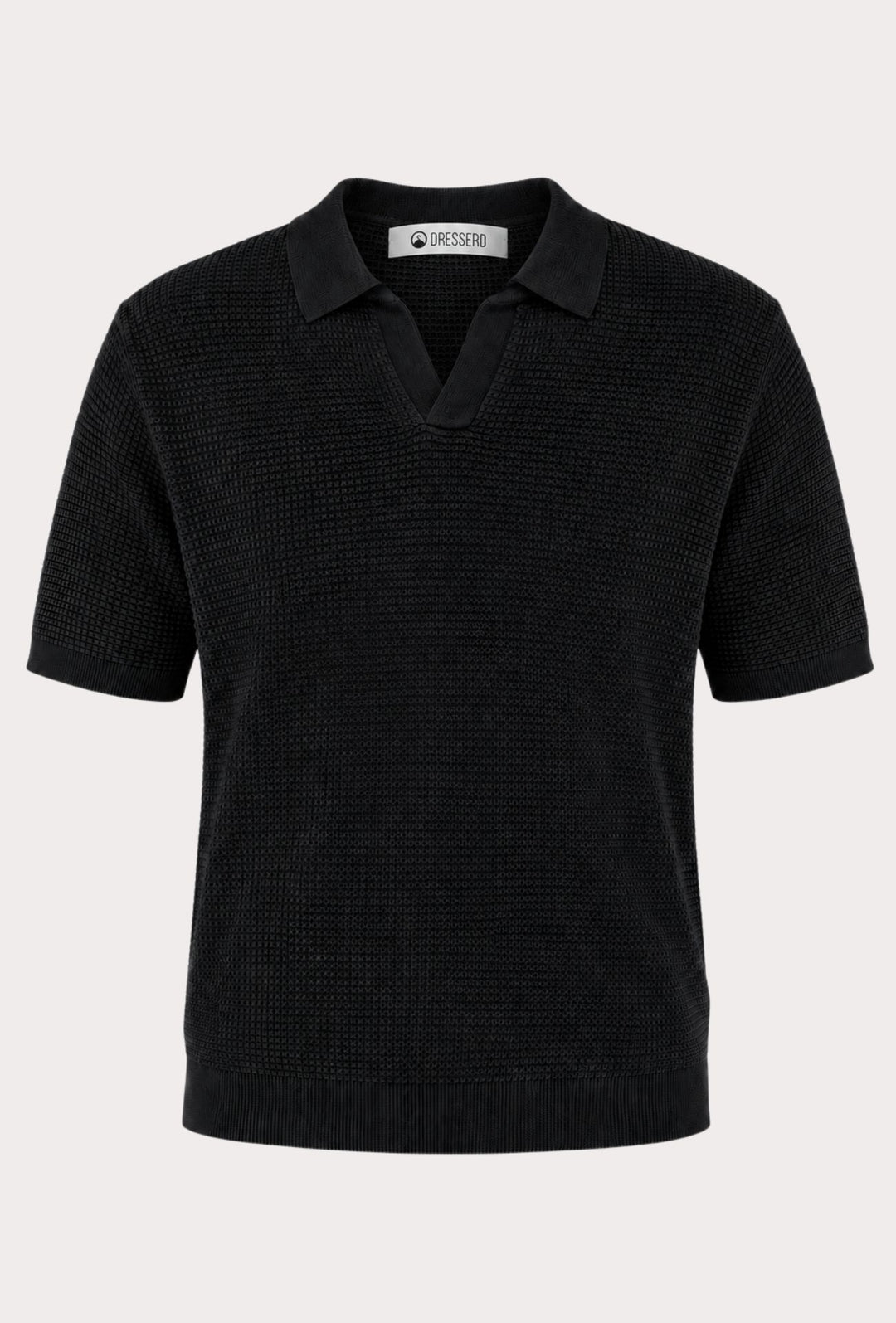 Polo Uomo DRESSERD in Maglia Texture Waffle- NERO