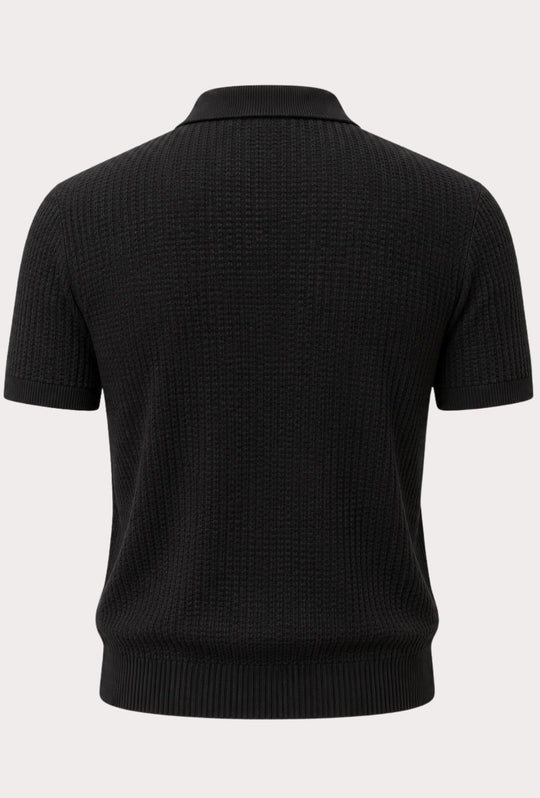 Polo Uomo DRESSERD in Maglia Texture Waffle- NERO